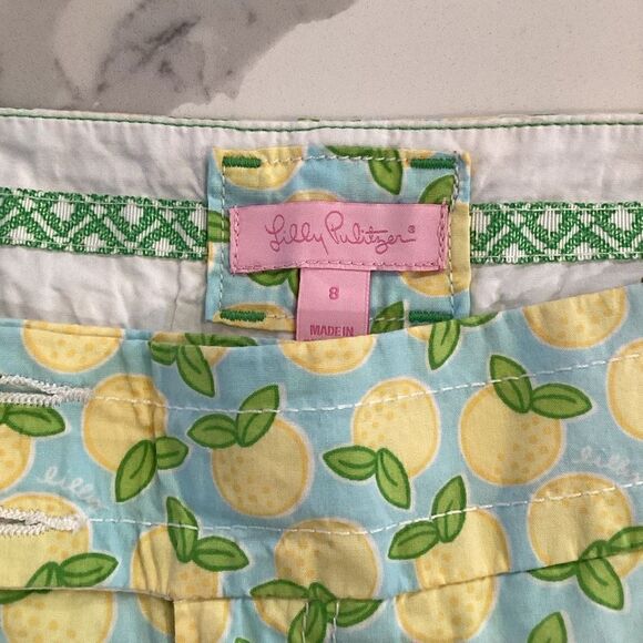 Lilly Pulitzer Sz 8 Lemons Capri Cotton Pockets Lightweight Beach Fun - Picture 2 of 11